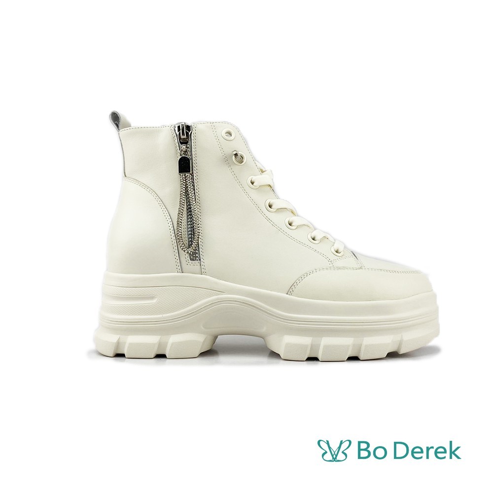 Bo Derek 真皮輕量厚底休閒鞋-白色