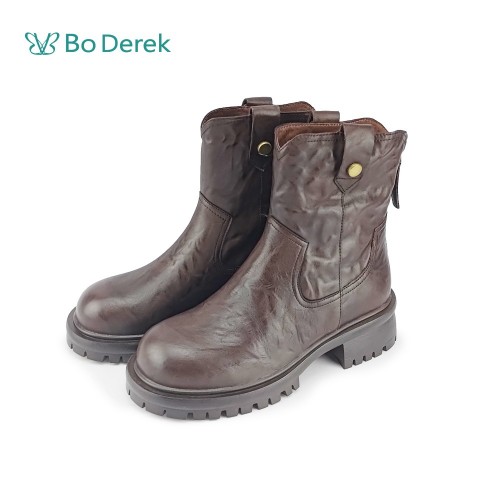 Bo Derek 英倫復古軟皮短筒馬丁靴-棕色