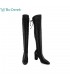 Poyouli 顯瘦粗跟膝上靴-黑色