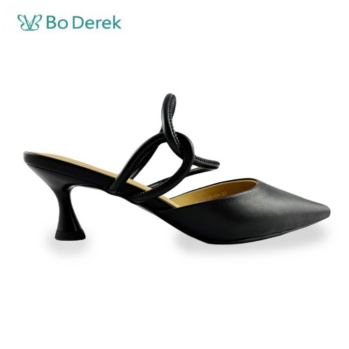 Bo Derek  時尚氣質羊皮高跟涼鞋-黑