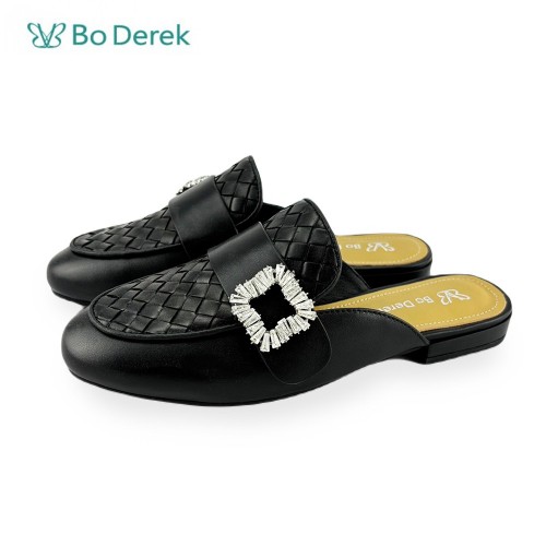 Bo Derek 氣質編織樂福拖鞋-黑