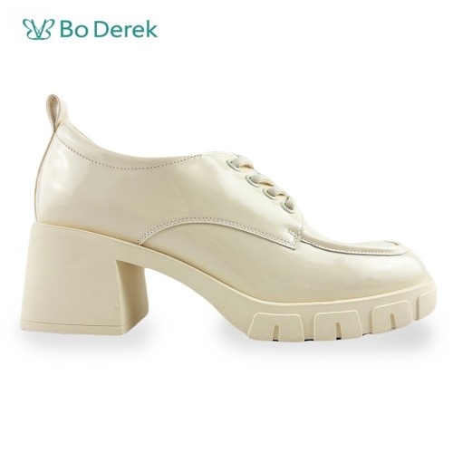 Bo Derek 經典漆皮厚底樂福鞋-米白