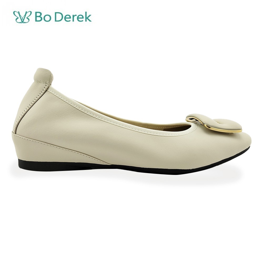 Bo Derek 舒適絲綢羊皮平底鞋-米白