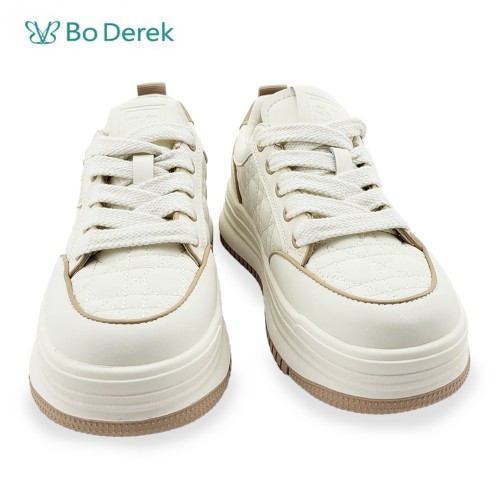 Bo Derek 簡約格紋休閒鞋-米白