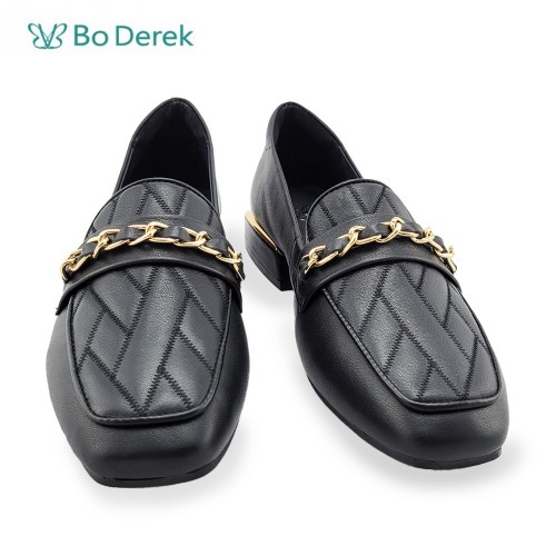 Bo Derek 經典金鍊格紋樂福鞋-黑