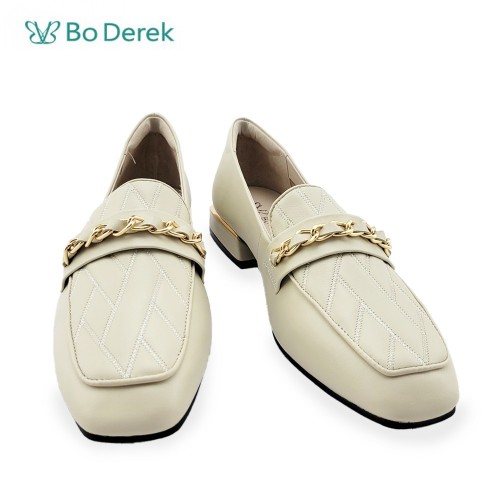 Bo Derek 經典金鍊格紋樂福鞋-米白