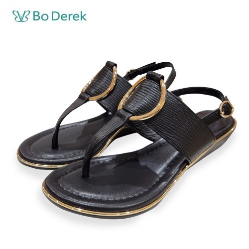 Bo Derek 度假風金屬環夾腳涼鞋-黑