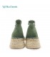 Bo Derek 自然風草編楔型涼鞋-綠