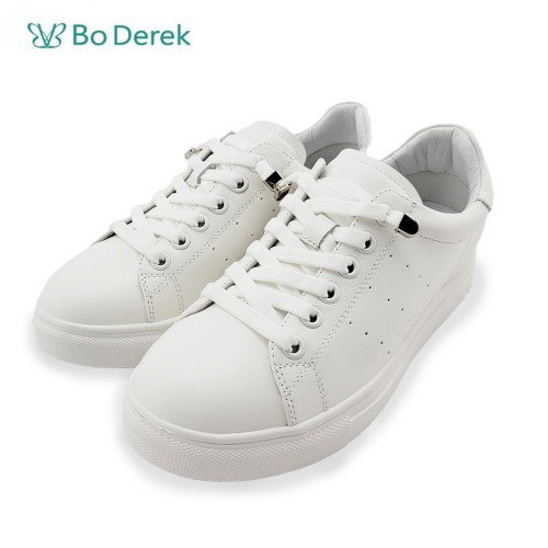 Bo Derek 經典款素色真皮休閒鞋-白
