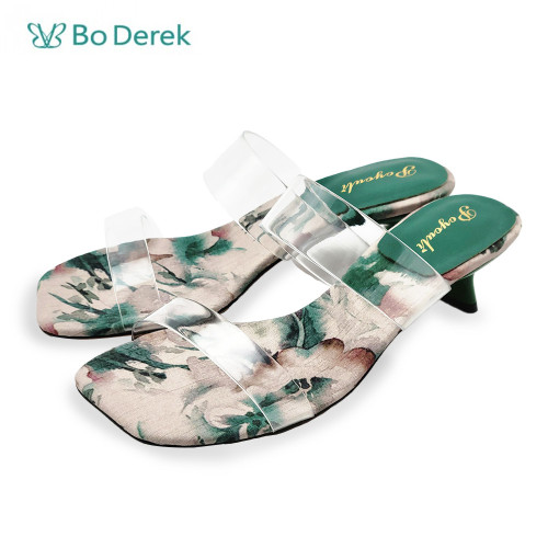 Poyouli 古典中國風透明帶跟拖鞋-綠