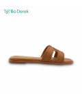 Bo Derek 極簡品味質感壓紋平底拖鞋-橘