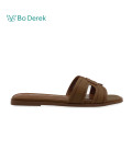 Bo Derek 極簡品味質感壓紋平底拖鞋-棕