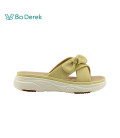 Bo Derek 仲夏親膚柔軟羊皮蝴蝶結厚底拖鞋-黃