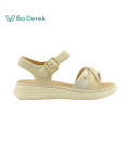 Bo Derek 煥彩真皮交叉寬帶厚底涼鞋-米白
