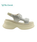 Bo Derek 鑽面彈性後帶厚底休閒涼鞋-米白