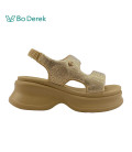 Bo Derek 精緻水鑽彈性後帶厚底休閒涼鞋-駝
