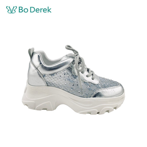 Bo Derek 璀璨金蔥S鑽鍊縷空尖頭跟鞋-銀