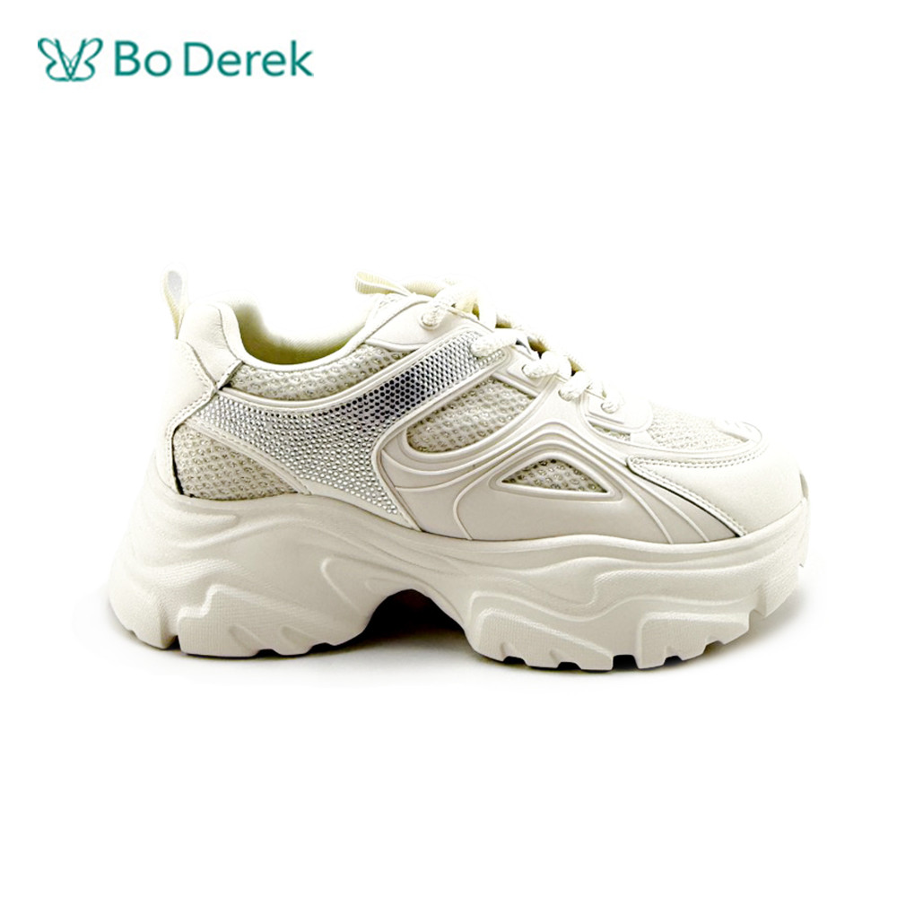 Bo Derek素面增高修長老爹休閒鞋-米白