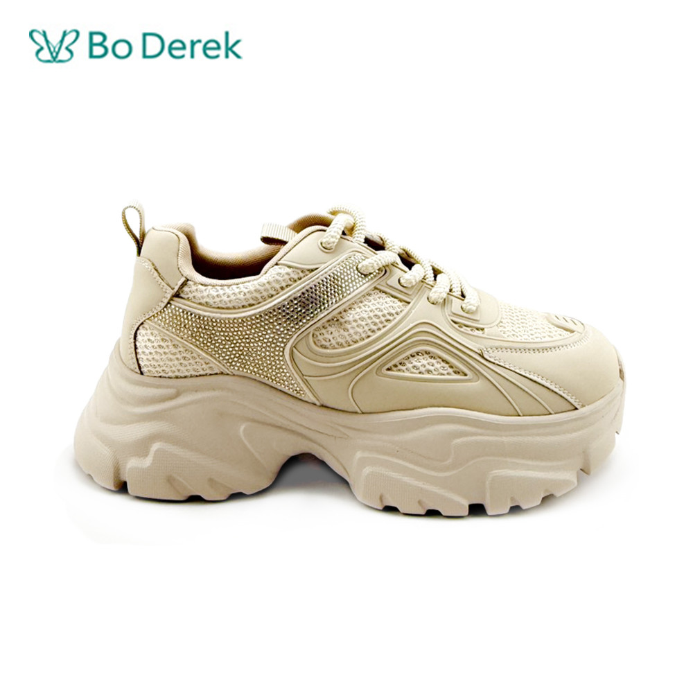 Bo Derek素面增高修長老爹休閒鞋-杏