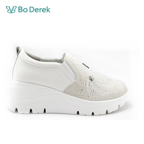 Bo Derek低調奢糜星型高台休閒鞋-白