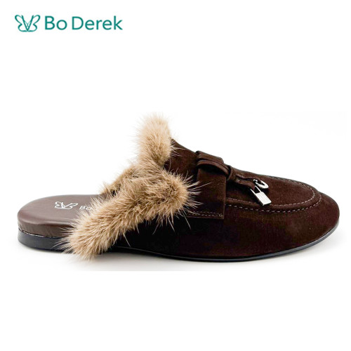Bo Derek可愛復古毛絨平底包鞋-咖啡