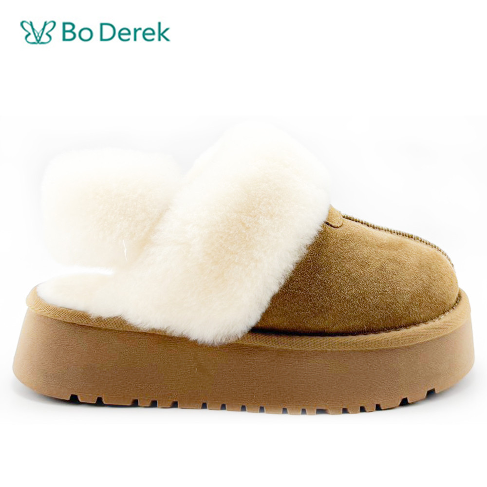 Bo Derek可愛毛絨時尚短靴-棕