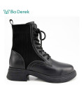 Bo Derek帥氣女孩綁帶低台軍中靴-黑