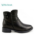 Bo Derek時尚抓皺綿羊皮短靴-黑