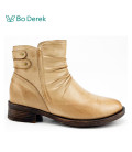 Bo Derek時尚抓皺綿羊皮短靴-棕