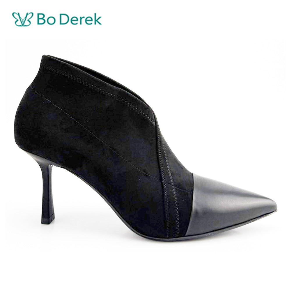 Bo Derek復古低調質感高跟踝靴-黑
