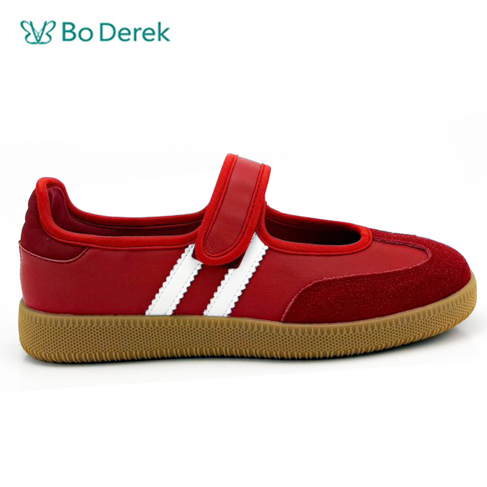 Bo Derek可愛線條平底休閒鞋-紅
