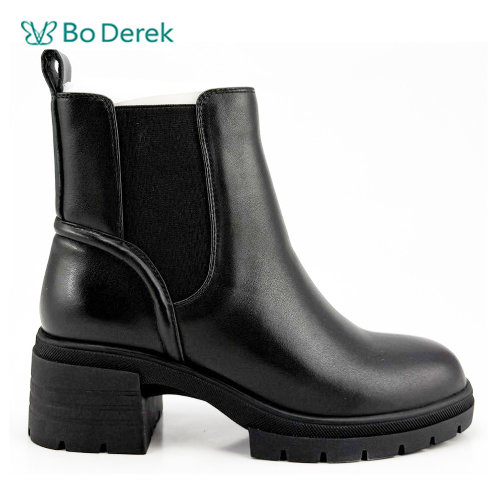 Bo Derek素雅百搭厚底牛皮短靴-黑