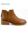 Bo Derek復古牛仔彈力低跟短靴-棕
