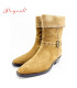 POYOULI甜酷女孩牛仔扣環短靴-棕黃