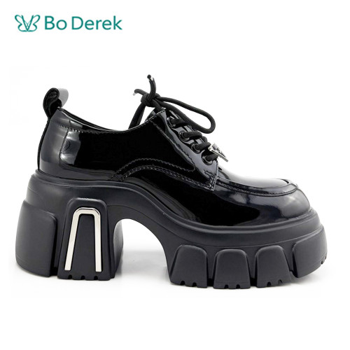 Bo Derek氣質復古亮面高台包鞋-黑