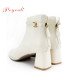 POYOULI質感方型腳踝扣中跟短靴-米