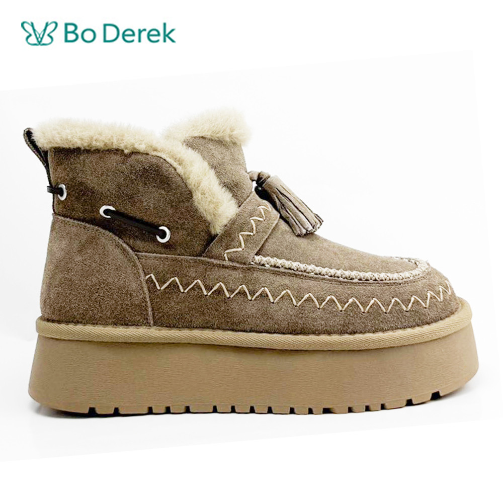 Bo Derek蒙古流梳毛絨雪地短靴-灰