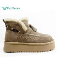 Bo Derek蒙古流梳毛絨雪地短靴-灰