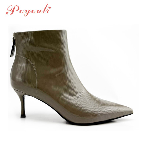 Bo Derek 素面牛皮粗跟短靴-黑色