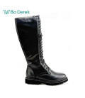 Bo Derek甜酷女孩個性綁帶長靴-黑