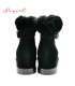 POYOULI雪地方形扣毛絨短靴-黑