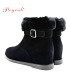 POYOULI雪地方形扣毛絨短靴-黑