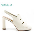 Bo Derek低調方頭後繫帶高跟涼鞋-米白