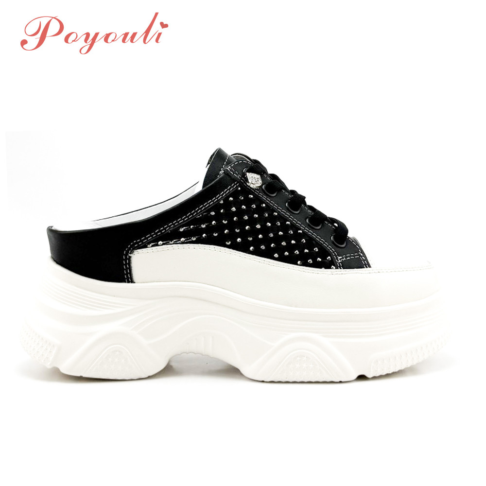 POYOULI細鑽知性厚底懶人休閒鞋-黑
