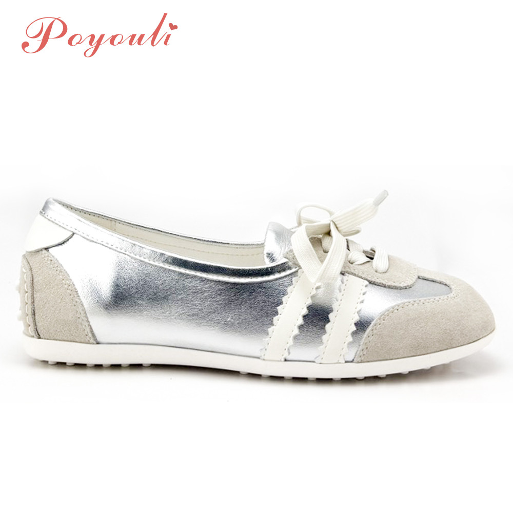 POYOULI可愛奢華芭蕾舞休閒鞋-銀