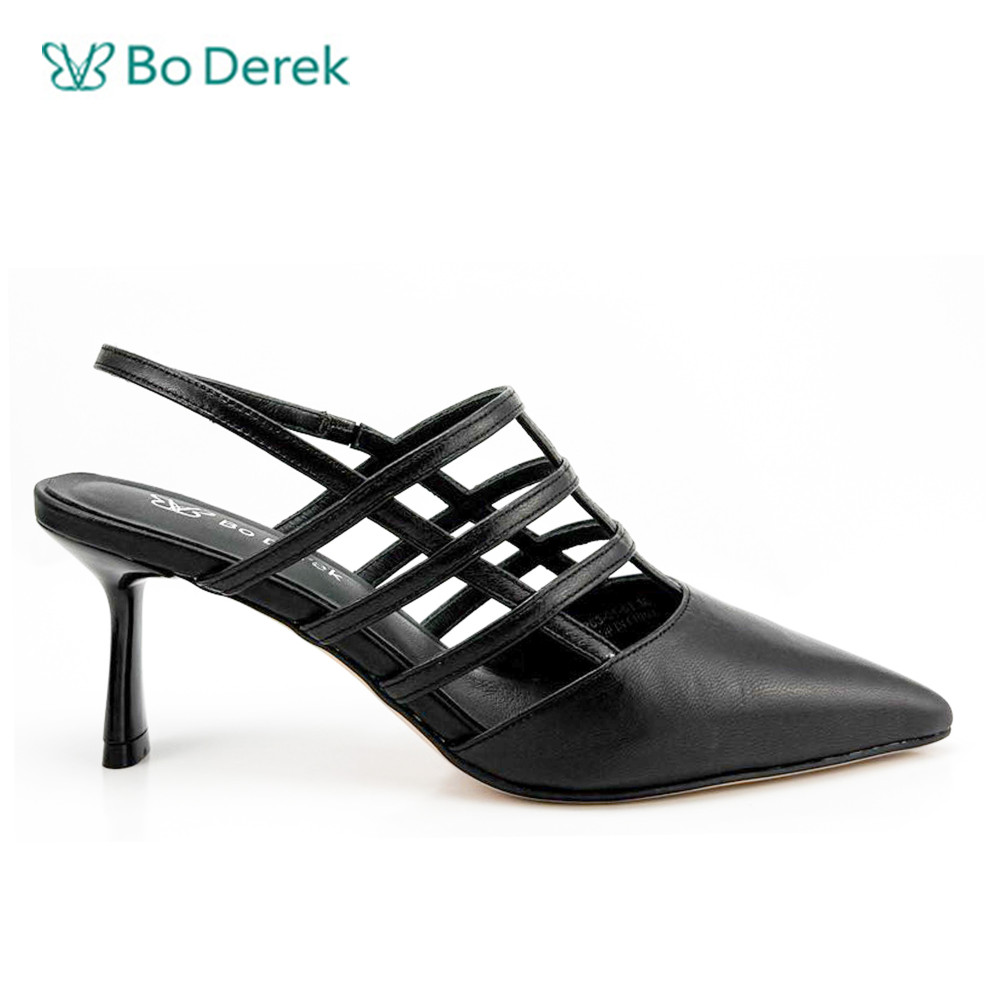 Bo Derek時尚尖頭網狀中跟包鞋-黑