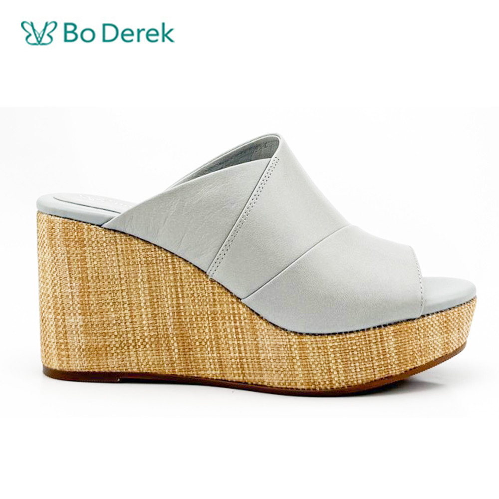 Bo Derek簡約時尚修長厚底拖鞋-淺藍