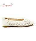 POYOULI可愛蝴蝶結網狀平底包鞋-米白