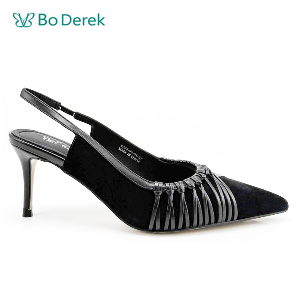 Bo Derek派對風格尖頭宴會高跟鞋-黑