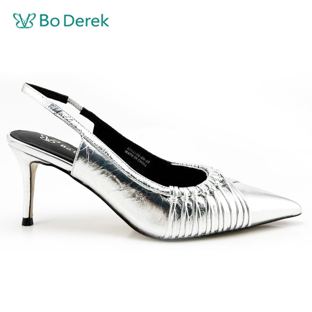 Bo Derek派對風格尖頭宴會高跟鞋-銀
